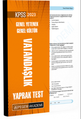 2023 KPSS Genel Yetenek Genel Kültür Vatandaşlık Yaprak Test Kolektif