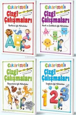 Çiz-Sil-Yapıştır Çıkartmalı Çizgi Çalışmaları Seti (4 Kitap Takım) Kol