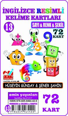 İngilizce 13.Sayı-Renk-Şeki / Resimli Kelime Kartları 72-Kart Şener Şa