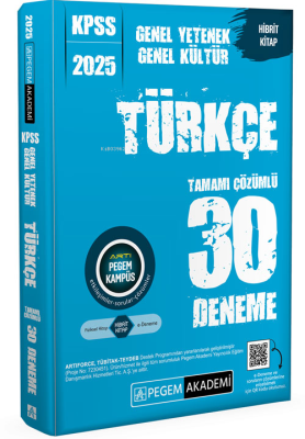 Pegem 2025 KPSS Genel Yetenek Genel Kültür Türkçe Tamamı Çözümlü 30 De